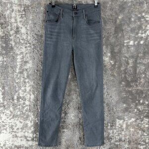 Citizens Of Humanity Size 28 Rocket Crop High Rise Skinny Jeans Gray Button Zip